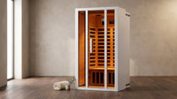 2 Person Extendable FAR Infrared Sauna for Home, Hemlock Wood Low EMF 6 Carbon Heaters Indoor Saunas with LED Lights, Bluetooth Speaker, Digital Control Panel, and Seating Bench — Lifestyle