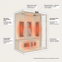 2 Person Extendable FAR Infrared Sauna for Home, Hemlock Wood Low EMF 6 Carbon Heaters Indoor Saunas with LED Lights, Bluetooth Speaker, Digital Control Panel, and Seating Bench — How It Works