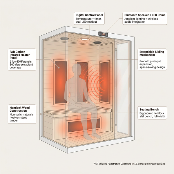 Hemlock Infrared Sauna with Low-EMF Carbon Heaters