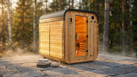 Lennon 6-Person Outdoor Cedar Traditional Wet/Dry Cube Sauna with 9Kw Electric Heater, Wi-Fi Control, LED Lights — Lifestyle