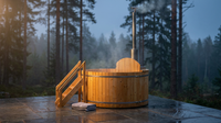 Wood Fired 4-Person to 5-Person 0-Jet Hot Tub and Ice Bath with Internal Stove Pine — Lifestyle