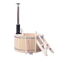 Outdoor Wood-Fired Hot Tub, 4-5 Person Pine Construction